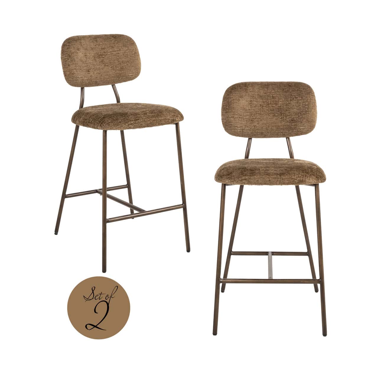 Bāra krēsls Xenia (Set of 2) Richmond Interiors 95/45/53 cm brandy fusion fire retardant