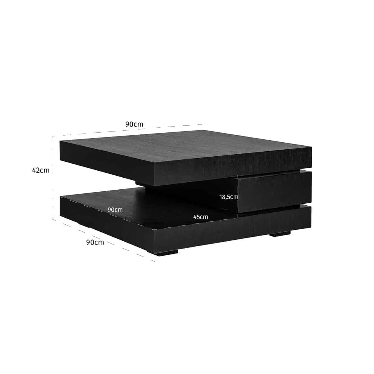 Kafijas galdiņš Oakura blok C Richmond Interiors 42/90/90 cm melns - N1 Home