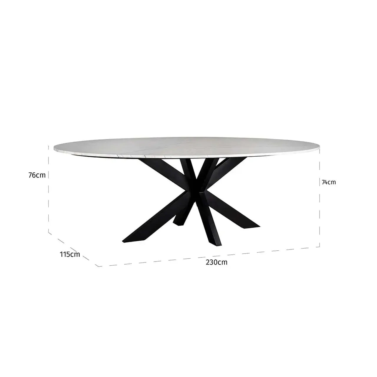 Pusdienu galds Lexington ovāls Richmond Interiors 76/230/115 cm balts - N1 Home