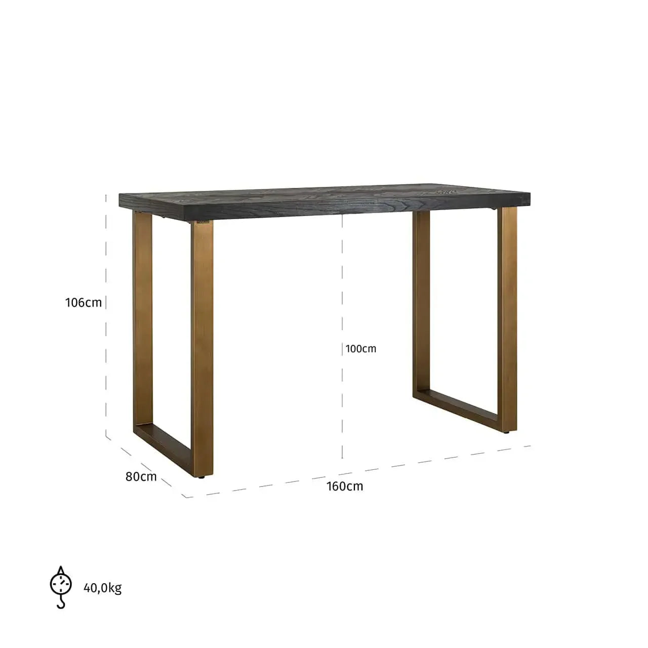 Bāra galds Blackbone Richmond Interiors 106/160/80 cm melns rustikāls - N1 Home