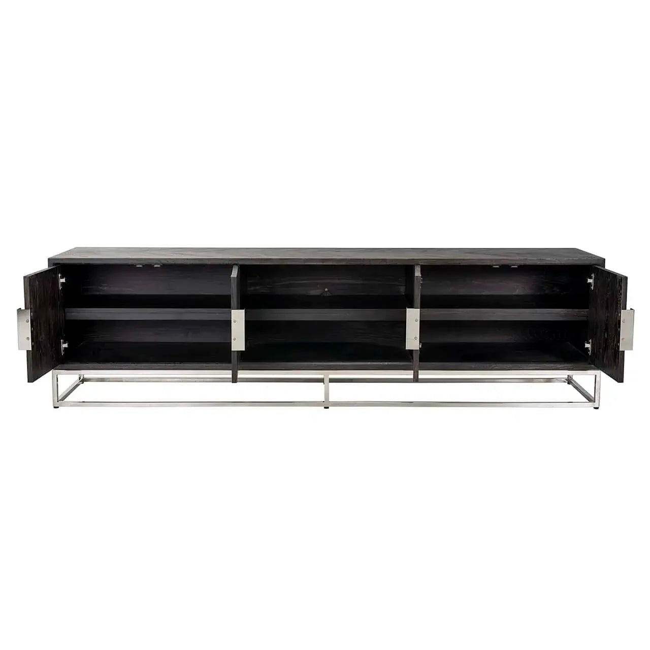 TV skapītis Blackbone misiņš 4 durvis 200 Richmond Interiors 60/200/42 cm melns rustikāls - N1 Home