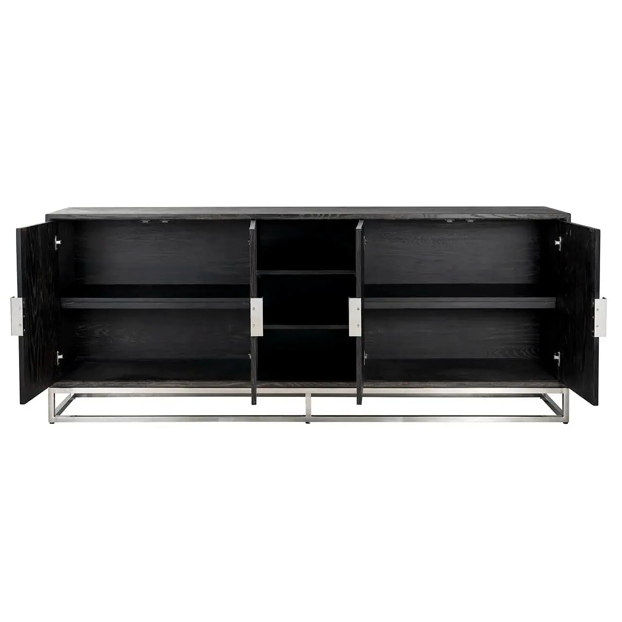 Kumode Blackbone sudraba krāsā ar 4 durvīm Richmond Interiors 90/225/45 cm melna rustikāla - N1 Home