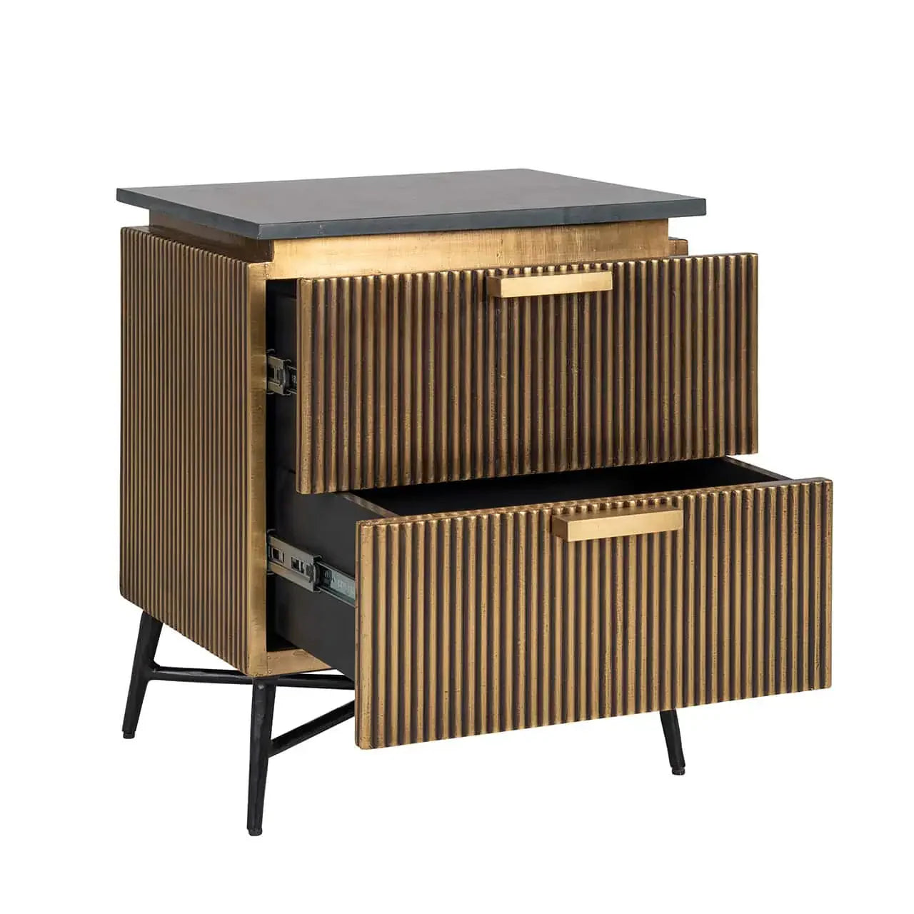 Naktsskapītis Ironville ar 2 atvilktnēm Richmond Interiors 58/50/40 cm zelts - N1 Home