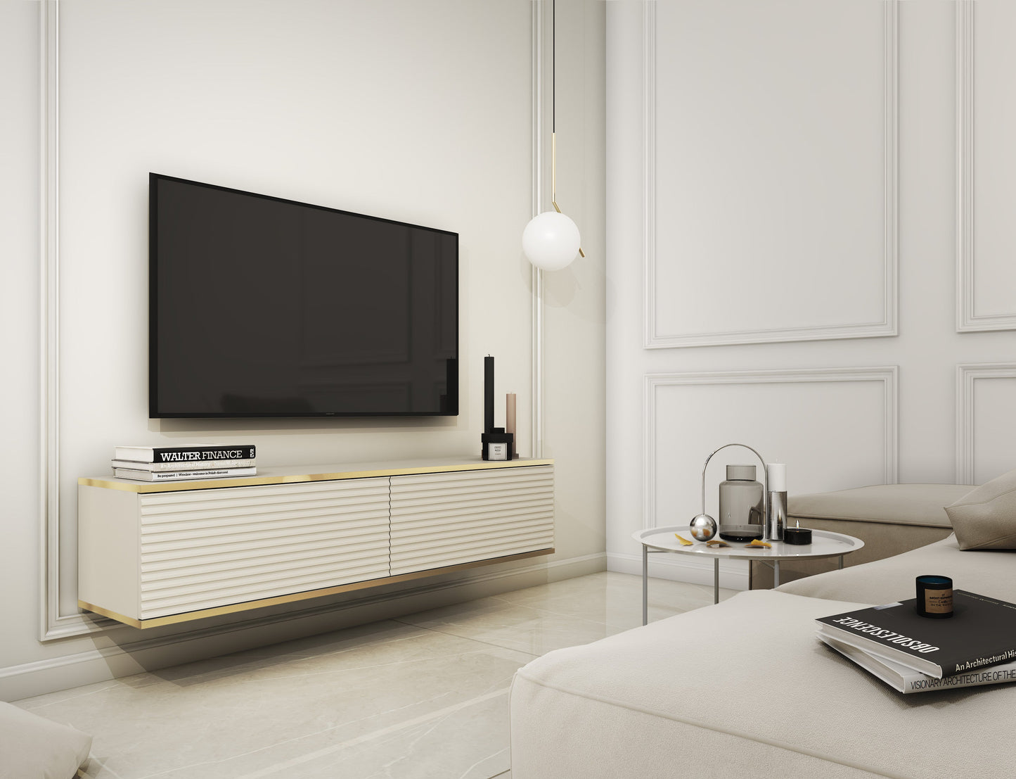 RTV skapis O2 rievota priekšpuse 135/30/32 cm bēšs - N1 Home