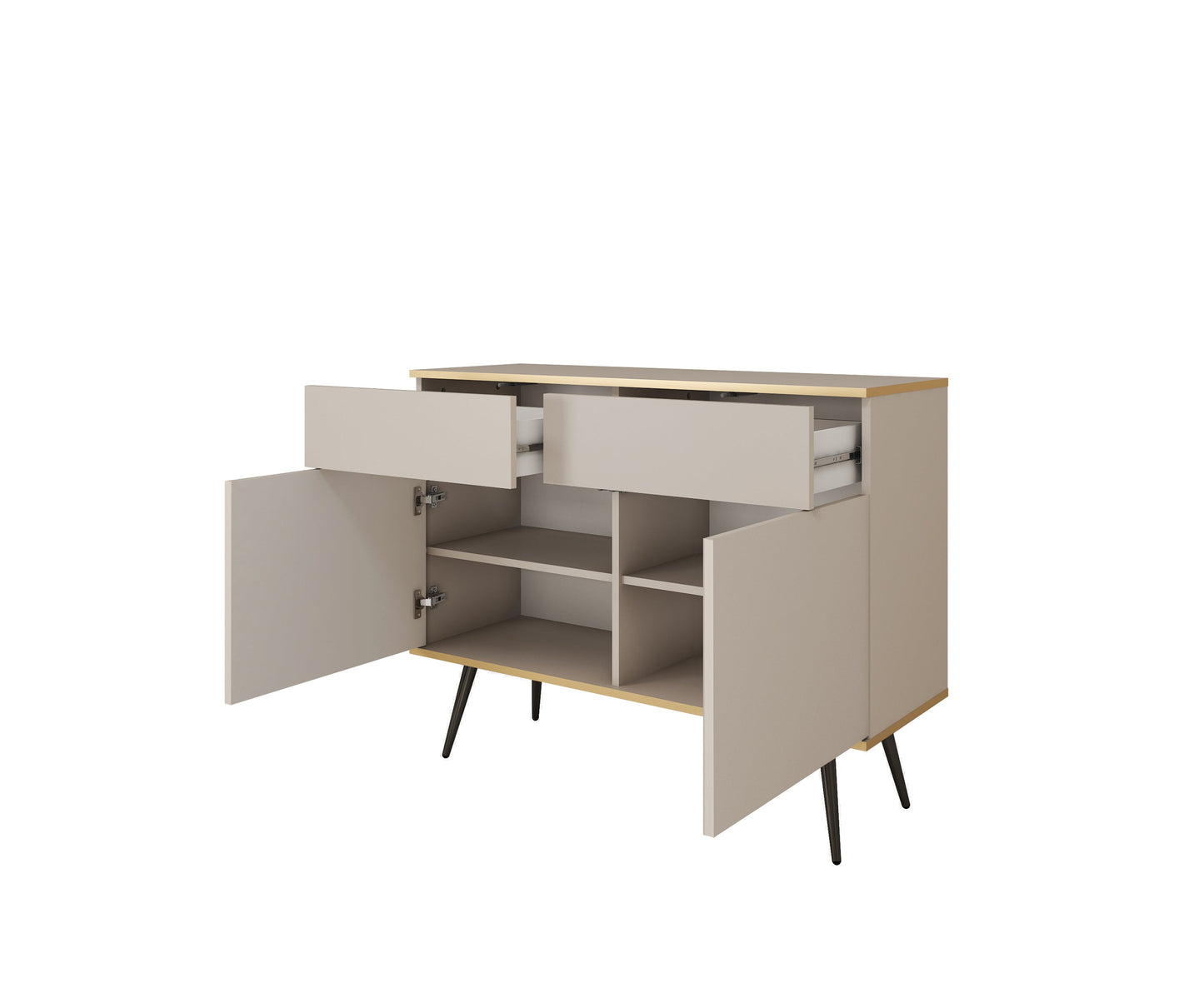 Kumode O2 107/85/39 cm bēšs/melns - N1 Home
