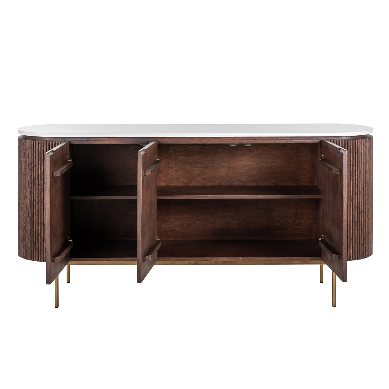 Kumode Barkley brushed gold Richmond Interiors 85/180/46 cm brūns - N1 Home