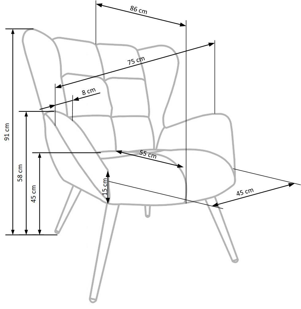Krēsls Tyr 75/86/91/48 cm pelēks - N1 Home