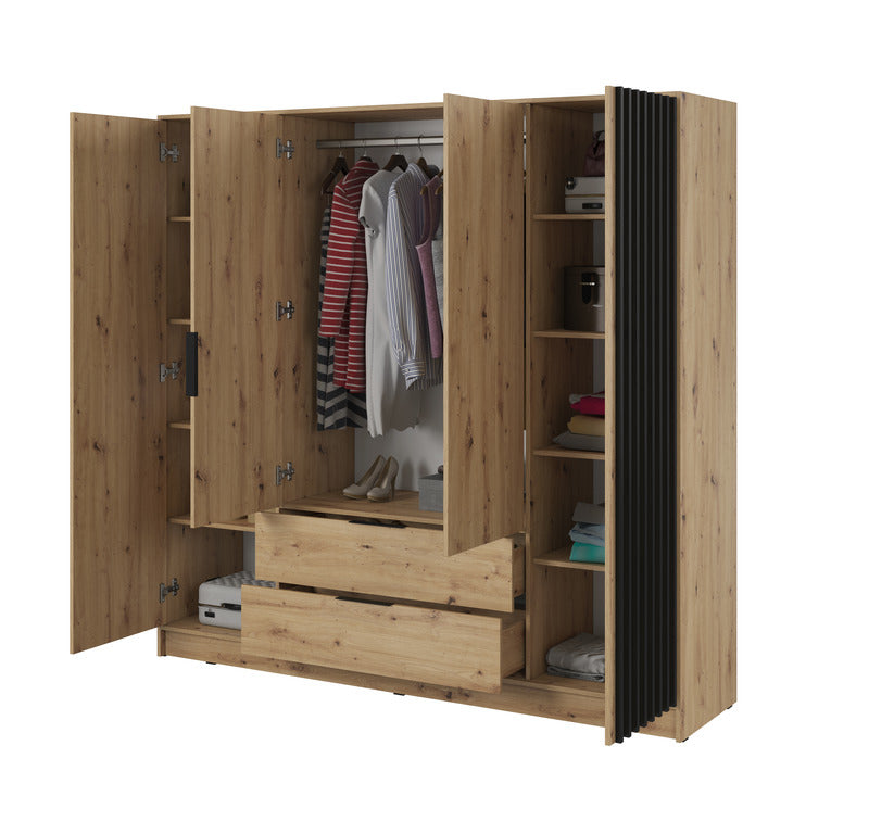 Skapis 4D NEKO ar spoguli 206/200/51 cm ozols - N1 Home