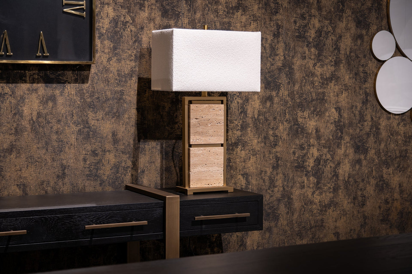 Galda lampa Richmond Interiors Meyra 72/40/24 cm bēšs - N1 Home