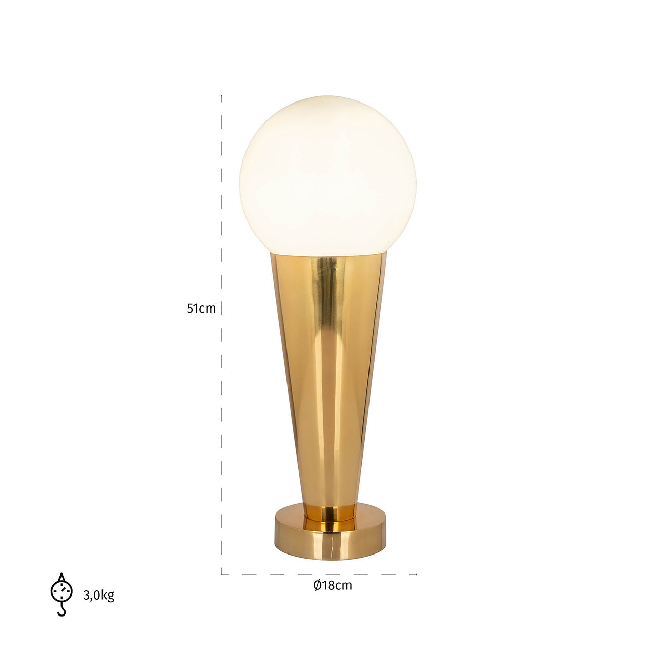 Galda lampa Richmond Interiors Cone 51/18/18 cm zelts - N1 Home