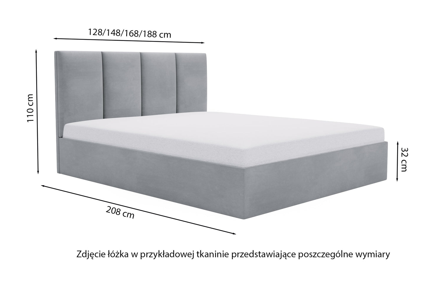 PRIMI Mīkstā gulta 120/140/160/180x200 cm ar uzglabāšanas kasti, eikalipta samta hidrofobu - N1 Home