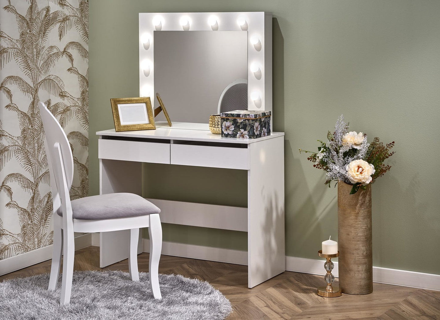 HLL balta konsole ar gaismu 94/43/140 cm - N1 Home