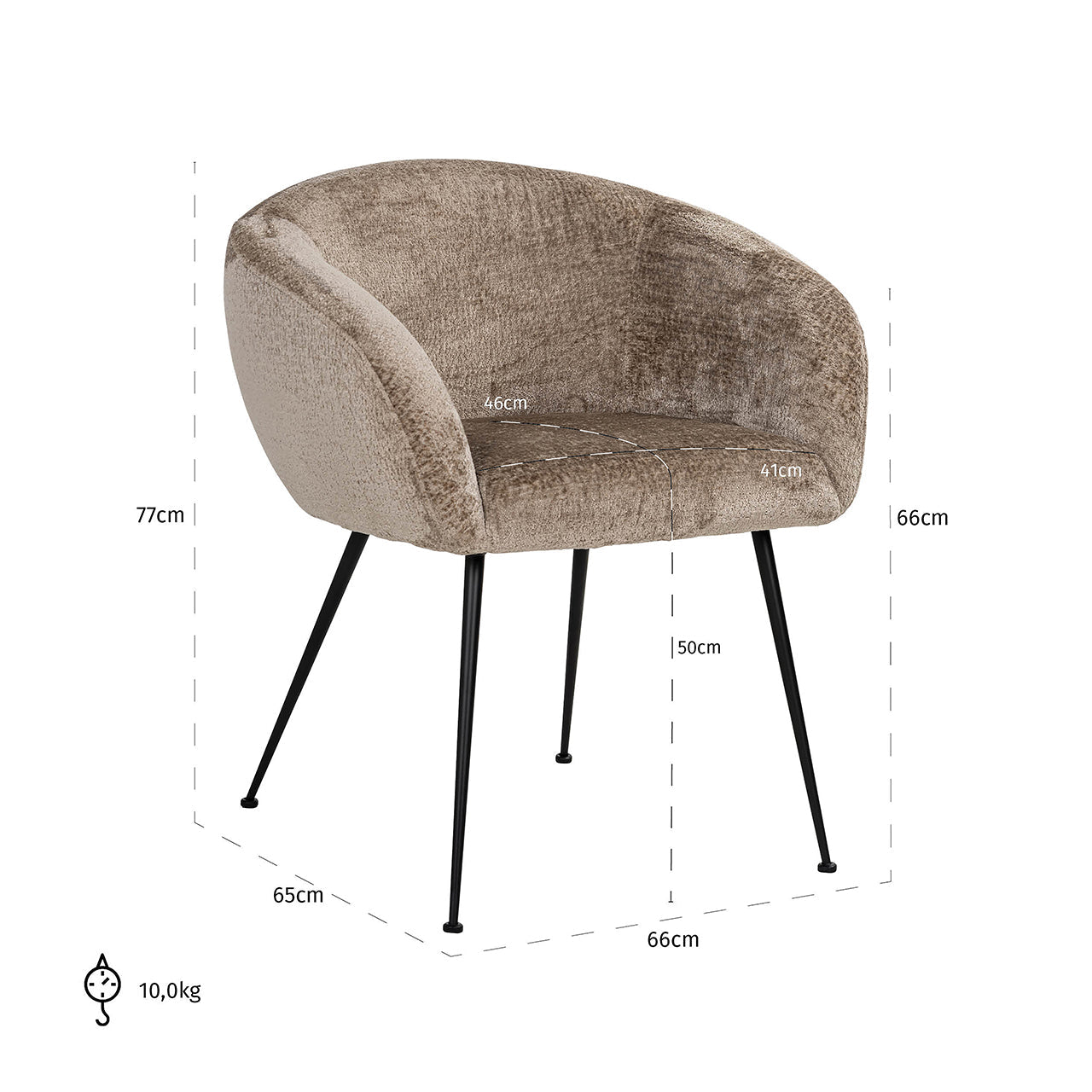 Krēsls Ruby Richmond Interiors 77/66/66 cm Bergen 104 taupe chenille - N1 Home