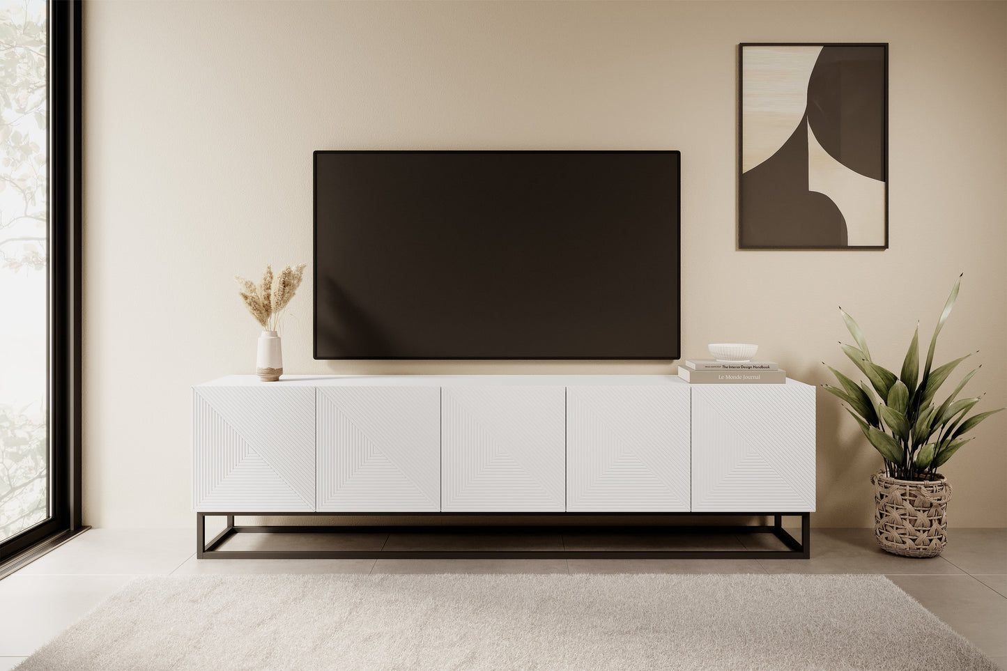 OSLO RTV kumode uz metāla kājām 200/56/40 balts - N1 Home