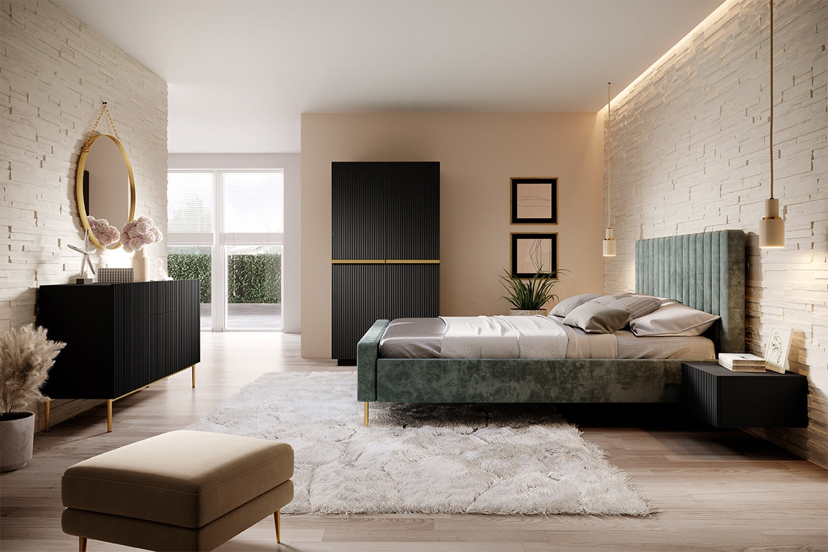 Skapis AUSTIN ar atvilktņas zelta 100/207/62 melns - N1 Home