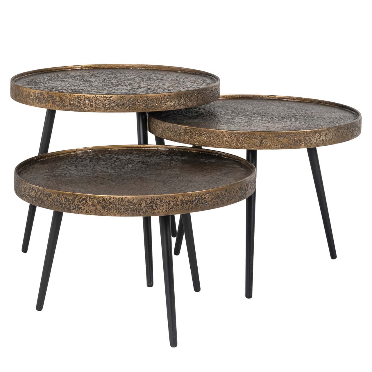 Kafijas galds Luton (Set of 3) Richmond Interiors 54/47/54 cm melns/zelts - N1 Home