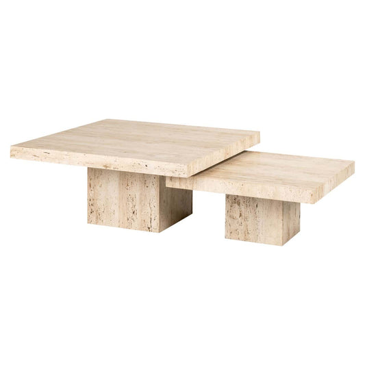 Kafijas galds Cantera (Set of 2) Richmond Interiors 80/35/80 cm bēšs - N1 Home