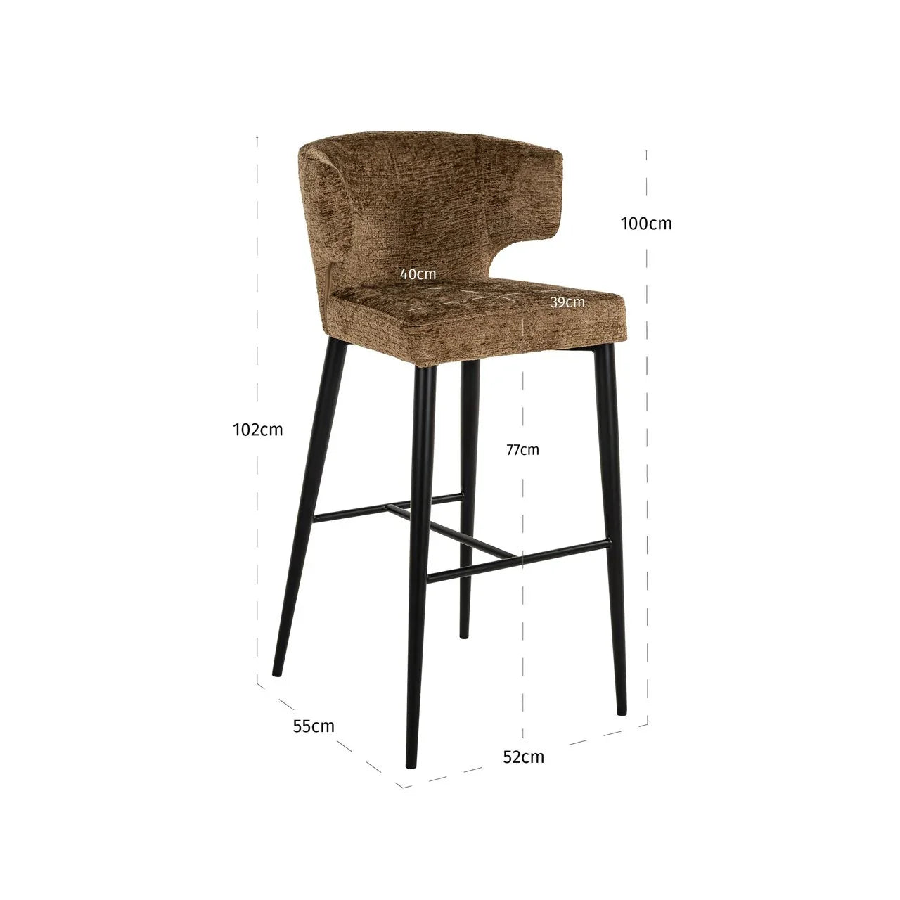 Bāra krēsls Taylor Richmond Interiors 52/102/55 cm brandy fusion - N1 Home