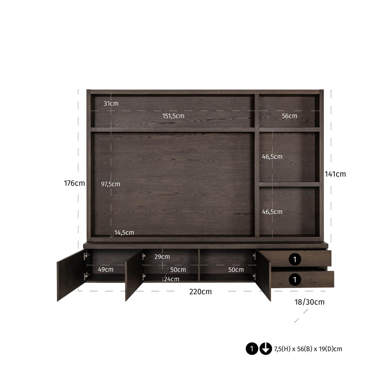 TV skapis Lachance Richmond Interiors 220/176/30 cm brūns