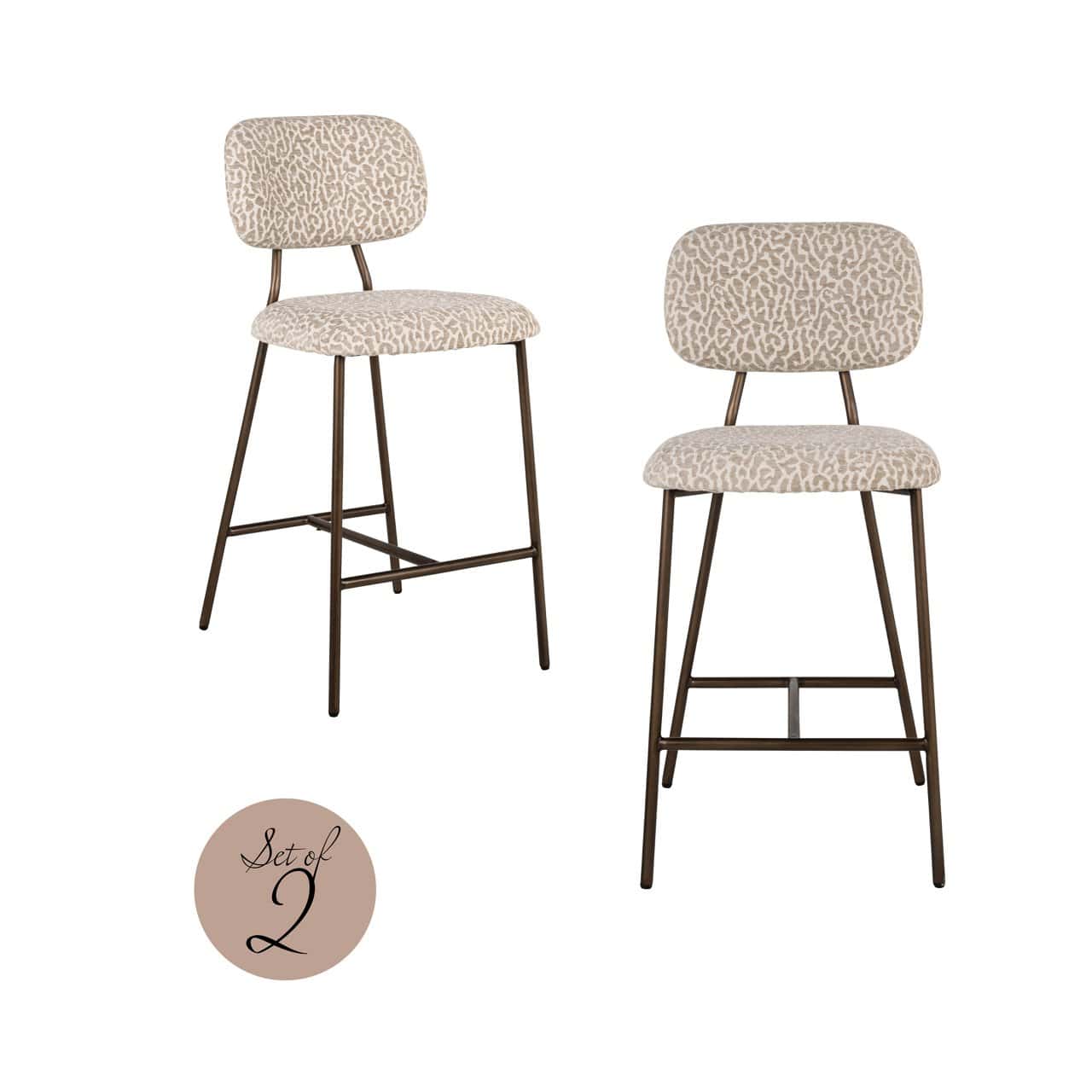 Bāra krēsls Xenia (Set of 2) Richmond Interiors 95/45/53 cm bēss leopard fire retardant