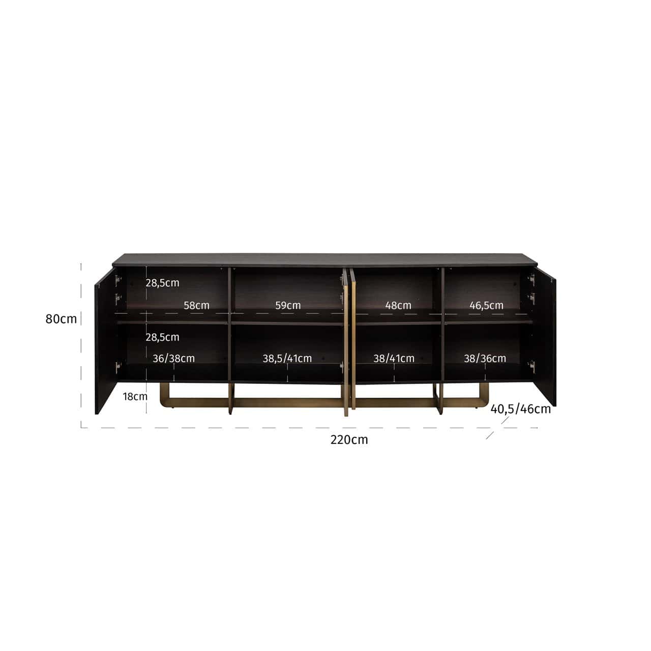 Kumode Alexander Jones Richmond Interiors 220/80/45 cm charcoal (Dax)