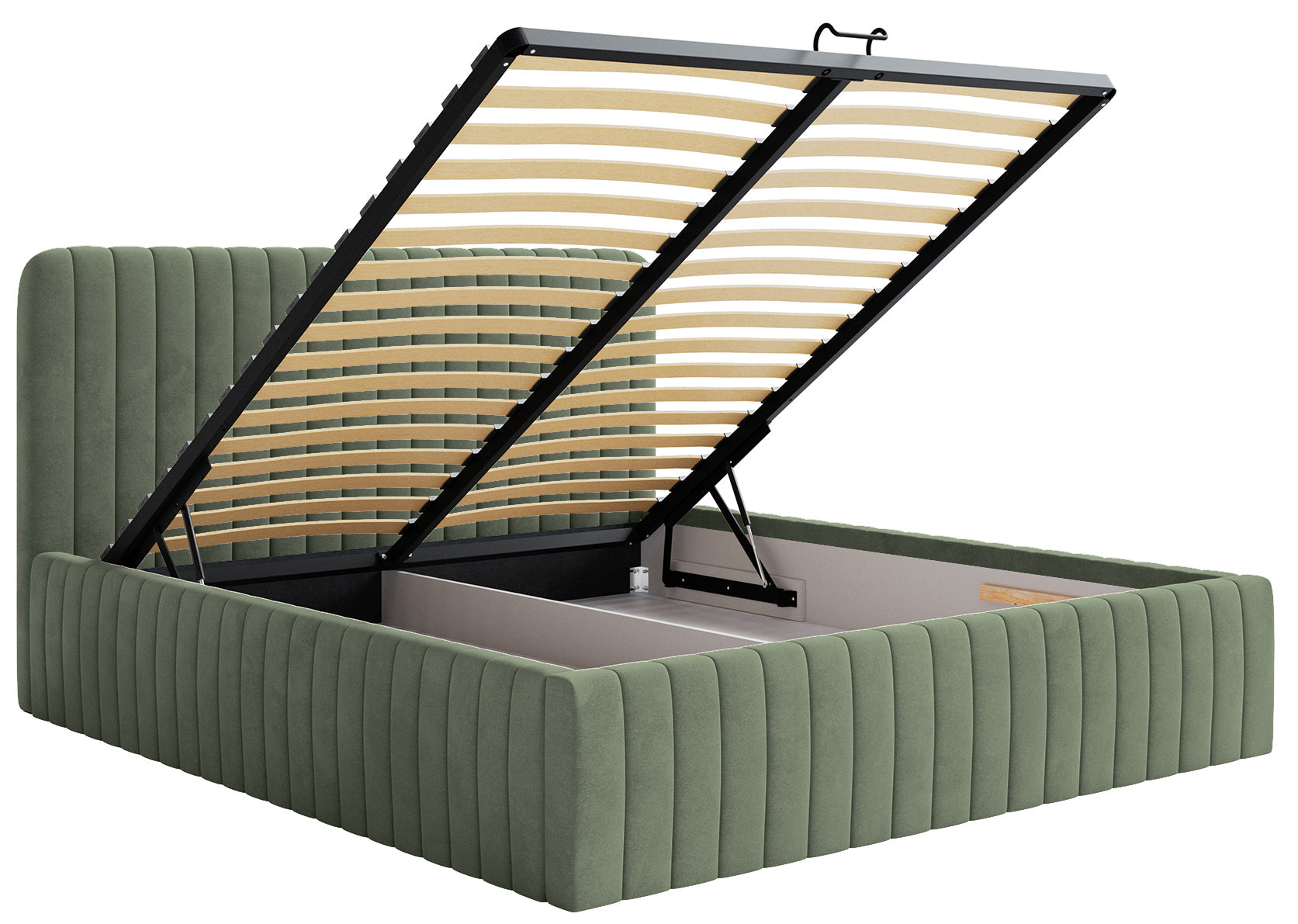 LIANOSOL Mīkstā gulta 140/160/180x200 cm ar glabātuvi, eikalipts, hidrofobs velūrs - N1 Home