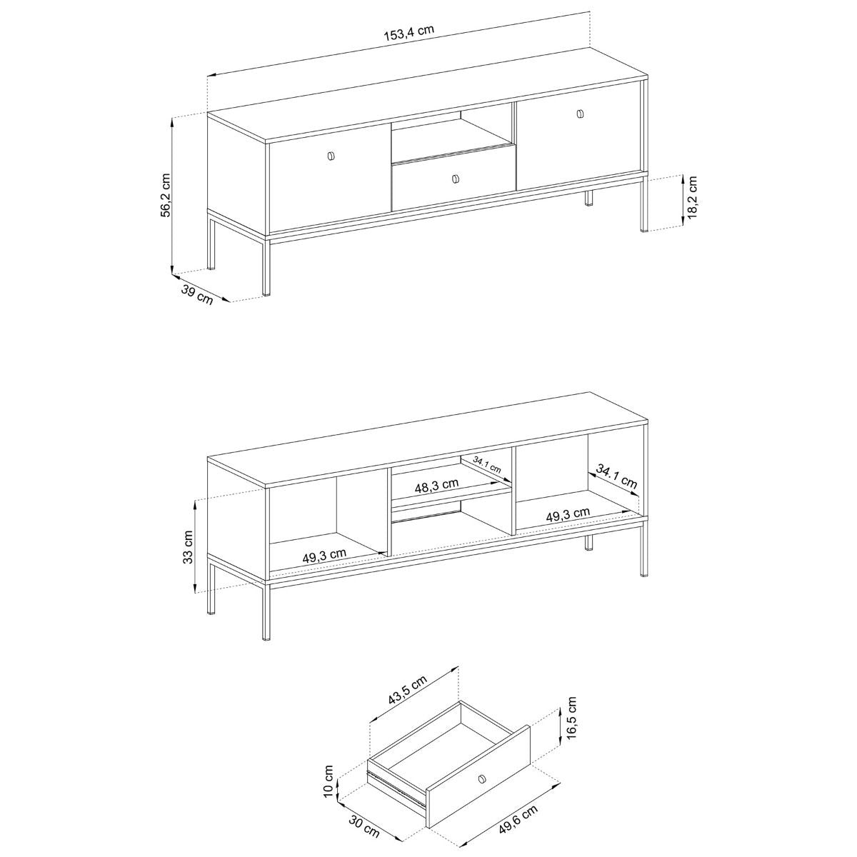 Televizora bloks MN tumši zils 153,4x56,2x39 cm - N1 Home