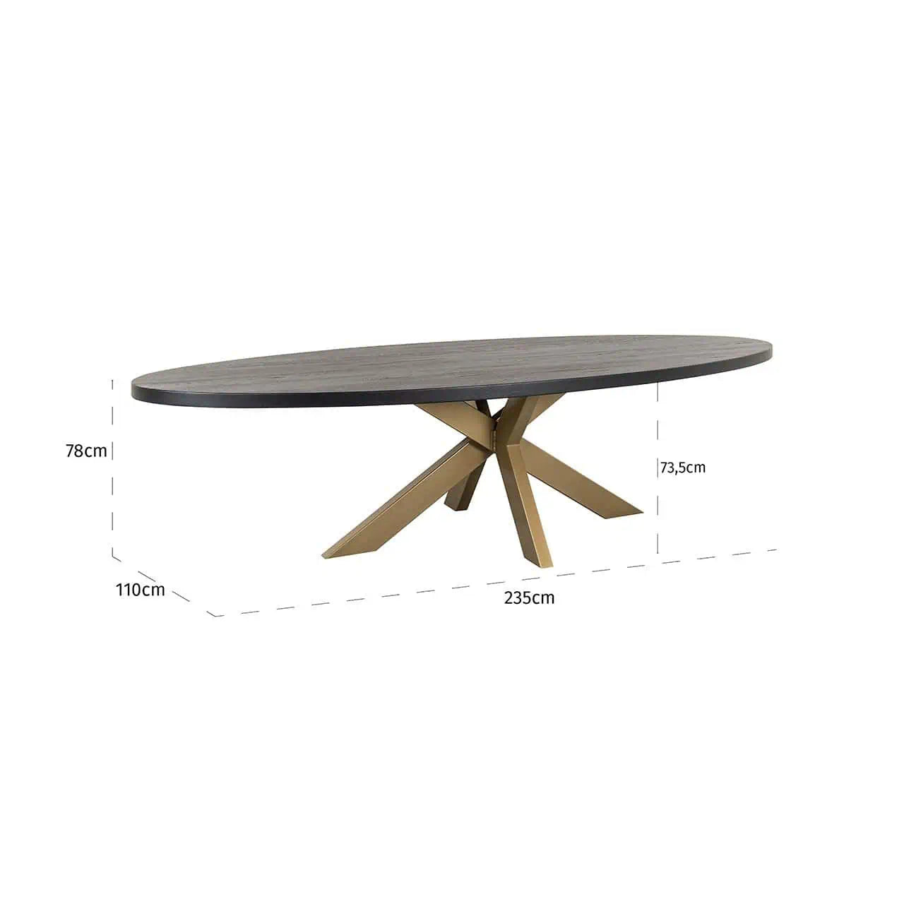 Ēdamgalds Watson Richmond Interiors 235/110, 300/120 cm melns/zelts - N1 Home