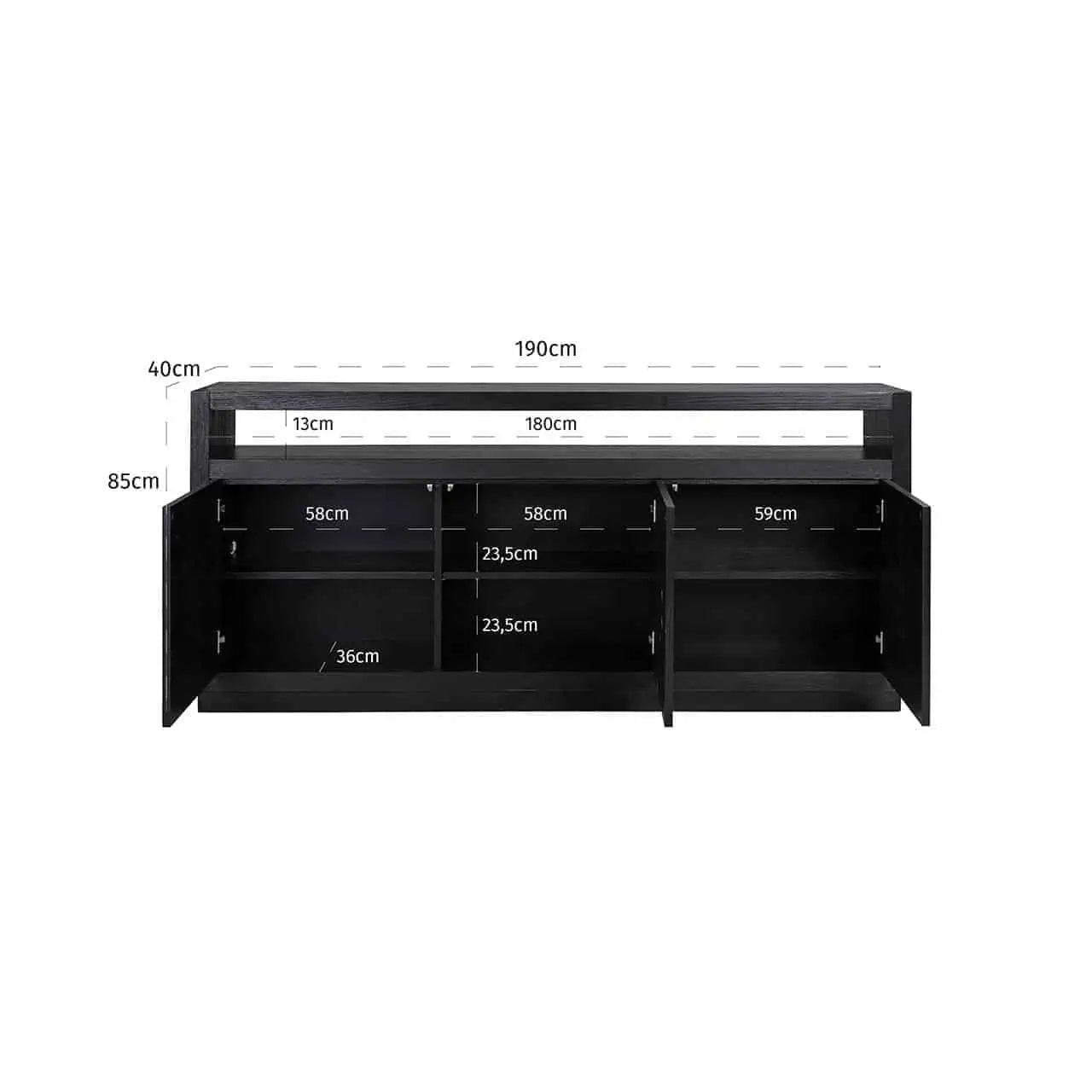 Kumode Oakura 3-durvju Richmond Interiors 85/190/40 cm melns - N1 Home