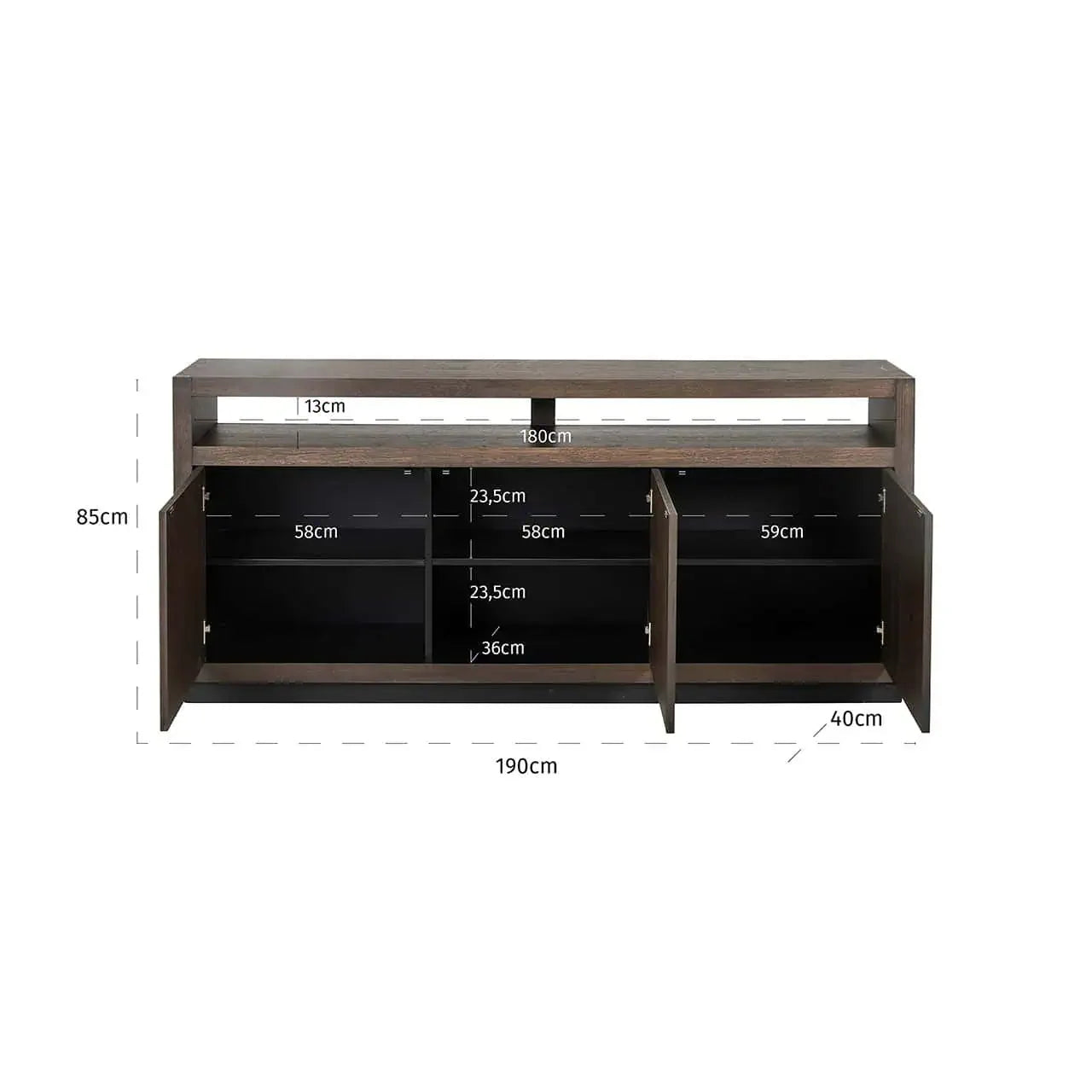 Kumode Oakura 3-durvju Richmond Interiors 85/190/40 cm brūns - N1 Home
