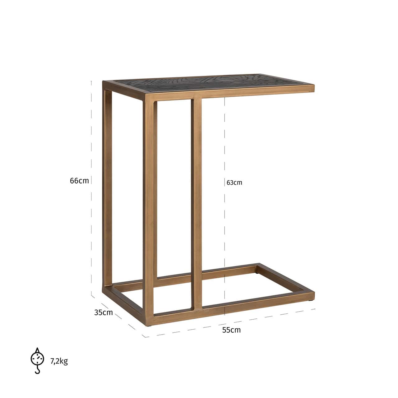 Kafijas galds Blackbone Richmond Interiors 55/66/35 cm Brass black rustic