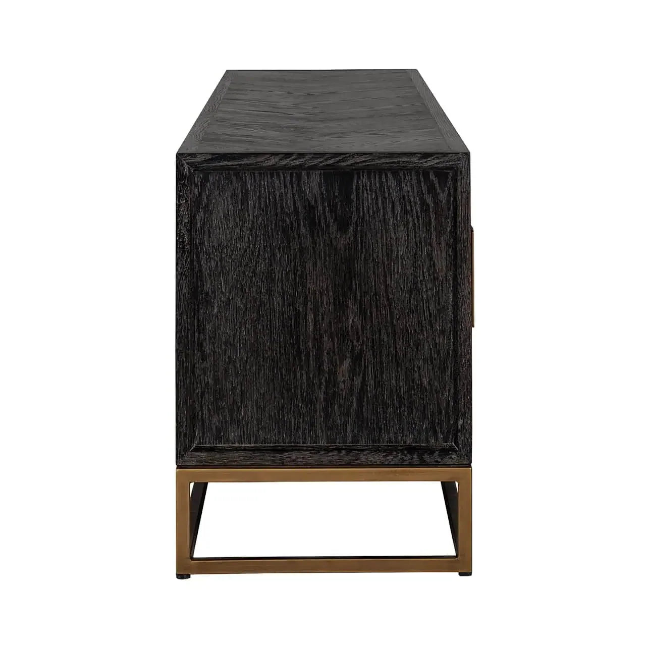 TV skapītis Blackbone misiņš 4 durvis 200 Richmond Interiors 60/200/43 cm melns rustikāls - N1 Home