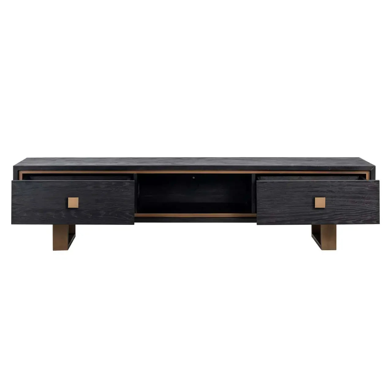TV skapis Hunter ar 2 atvilktnēm Richmond Interiors 46/190/45 cm  melns, rustikāls - N1 Home