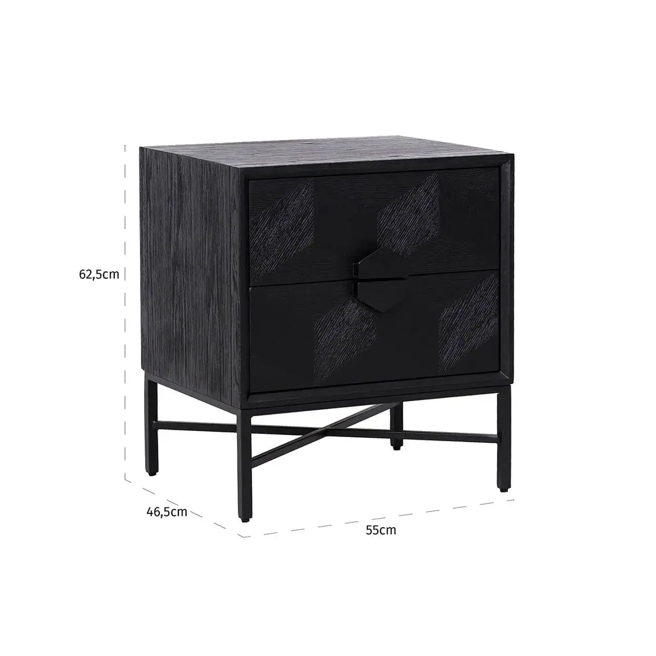 Naktsskapītis Blax ar 2 atvilktnēm Richmond Interiors 62/55/46 cm melns - N1 Home
