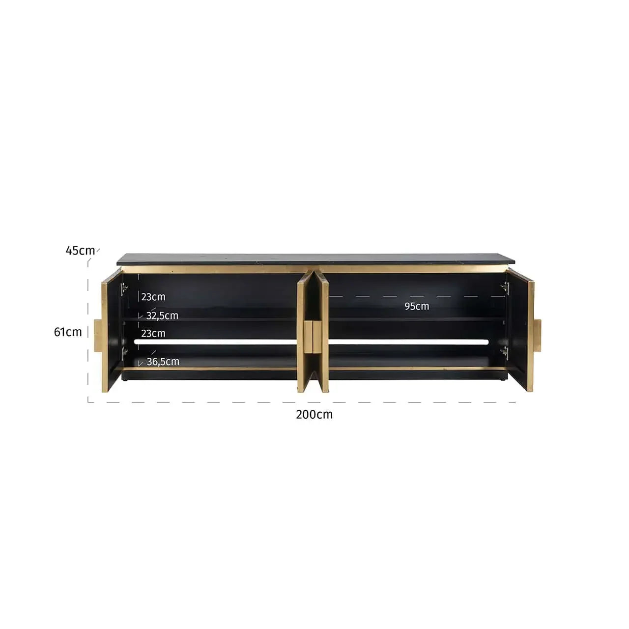 TV skapis Ironville ar 4 durvīm Richmond Interiors 61/200/45 cm zelts - N1 Home