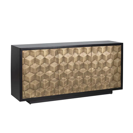 Kumode Esher 3-durvju Richmond Interiors 76/160/40 cm melns - N1 Home