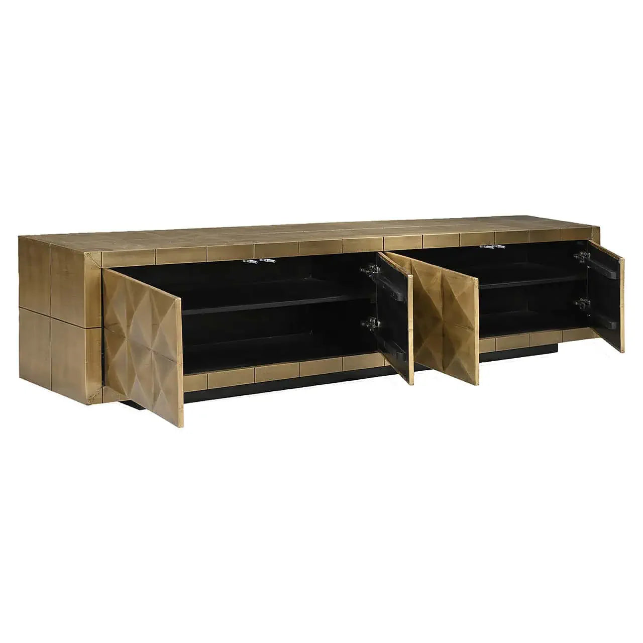 TV skapis Collada 4-durvju  Richmond Interiors 50/22/40 cm birstēts zelts - N1 Home