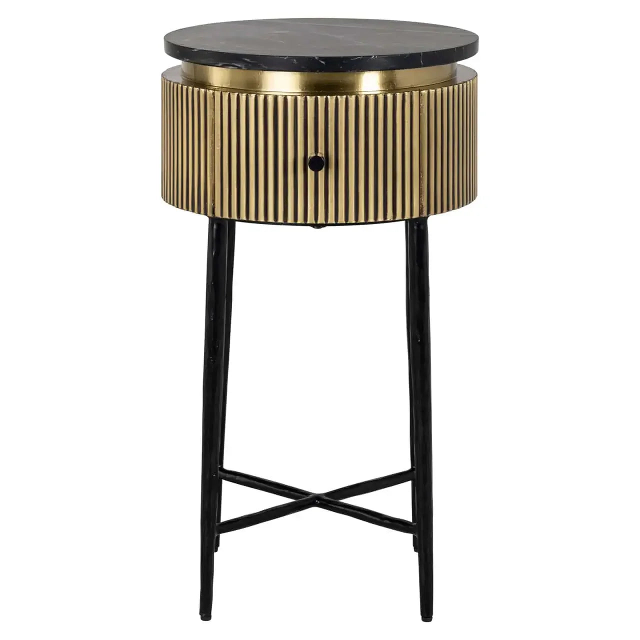 Galdiņš Ironville gold Richmond Interiors 70,5/40 cm melns marmors/zelts - N1 Home