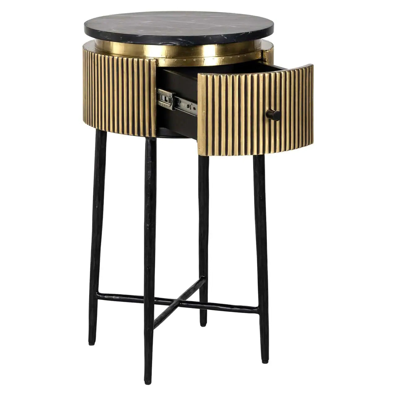 Galdiņš Ironville gold Richmond Interiors 70,5/40 cm melns marmors/zelts - N1 Home