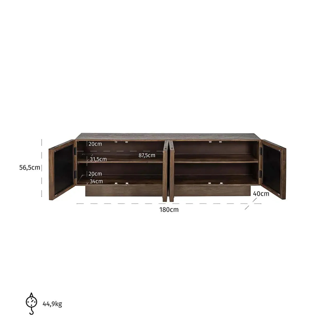 TV skapis Bryant 4 durvis Richmond Interiors 56/180/40 cm brūns - N1 Home