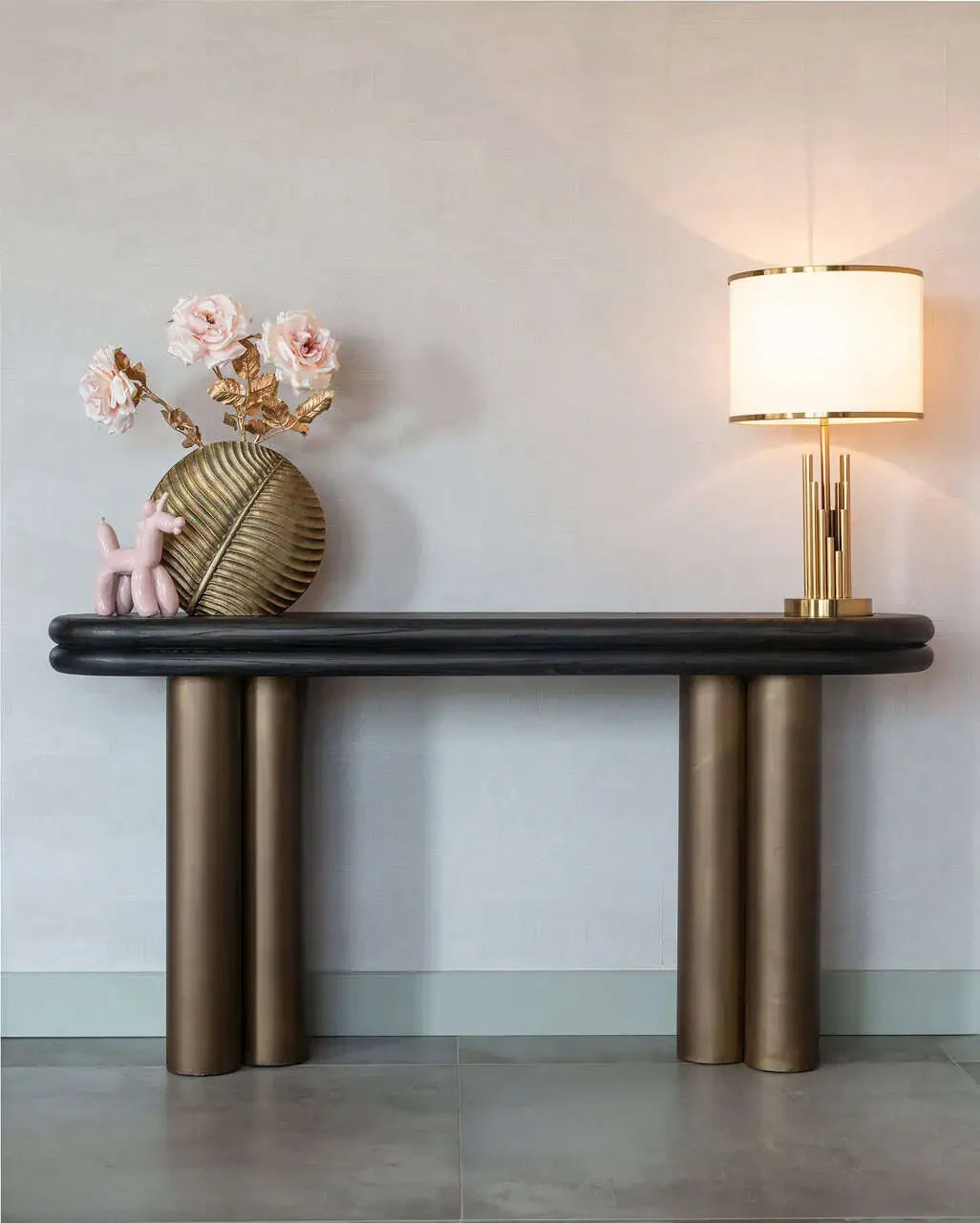 Konsole Makaron Richmond Interiors 85/160/38 cm melns rustikāls - N1 Home