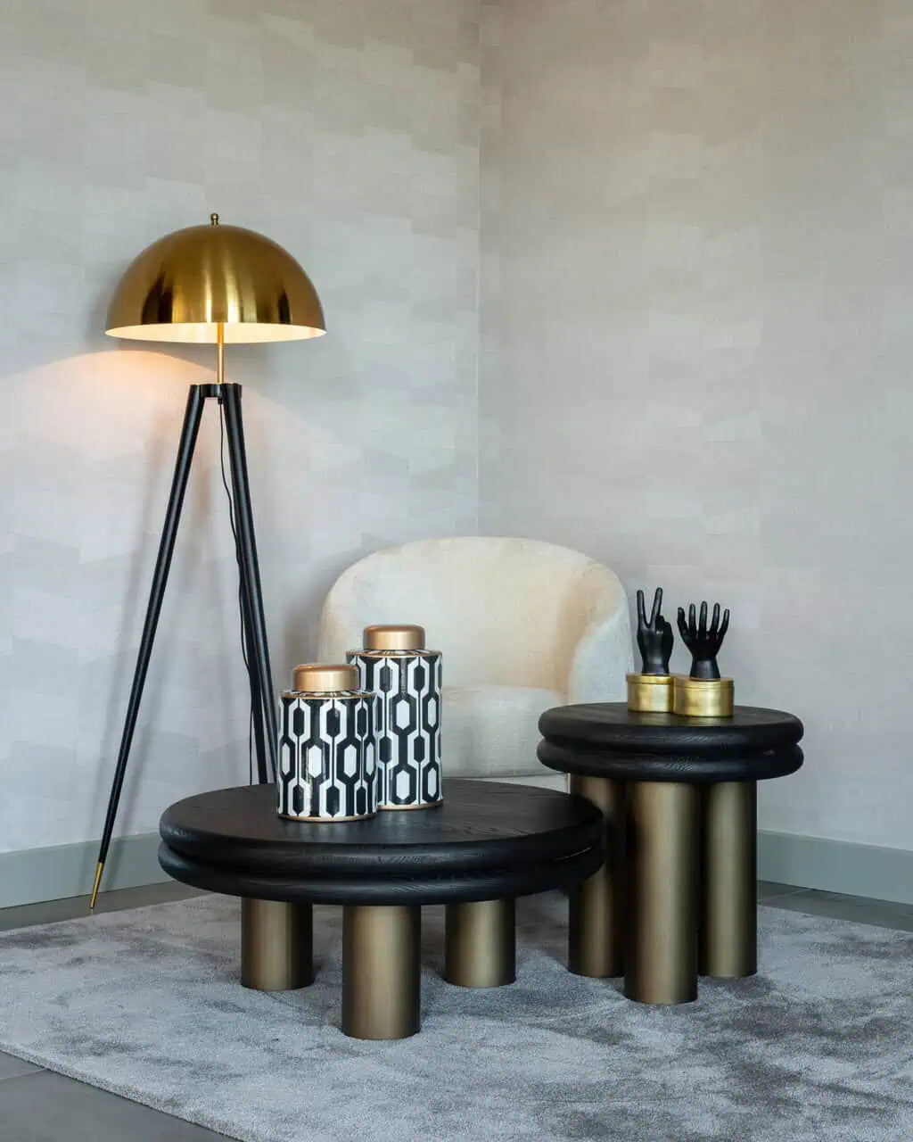 Kafijas galds Macaron black rustic Richmond Interiors 40/80/80 cm melns - N1 Home