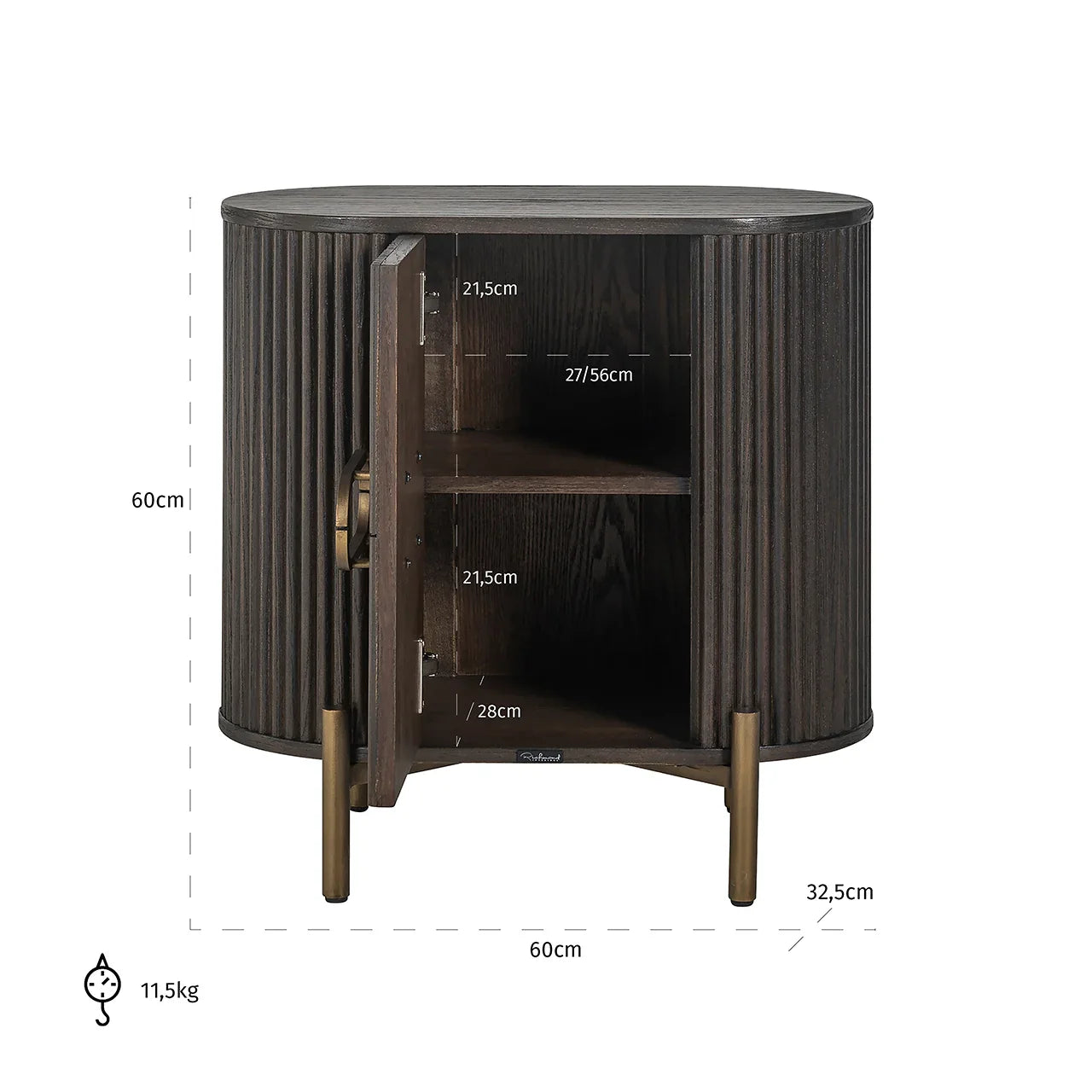 Naktsskapītis Luxor ar 1 durvīm Richmond Interiors 60/60/39 cm brūns - N1 Home