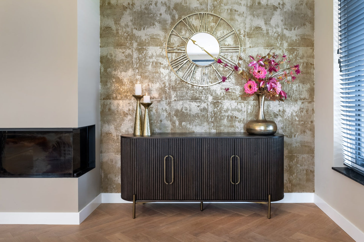 Kumode Luxor 4-durvju Richmond Interiors 85/180/50 cm brūns - N1 Home
