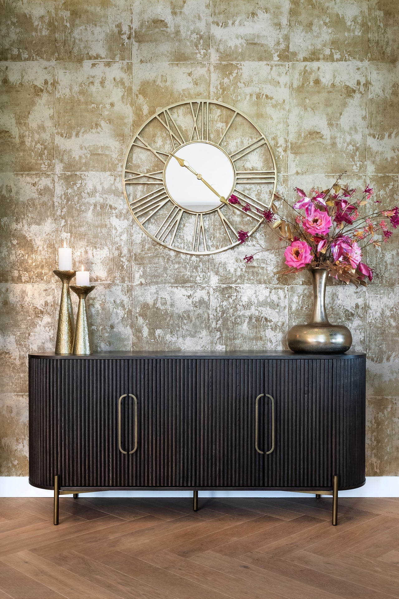 Kumode Luxor 4-durvju Richmond Interiors 85/180/50 cm brūns - N1 Home