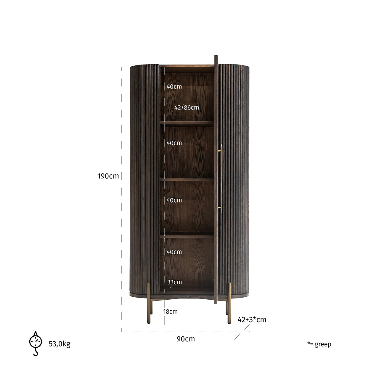 Skapis Luxor ar 1 durvīm Richmond Interiors 190/90/42 cm brūns - N1 Home