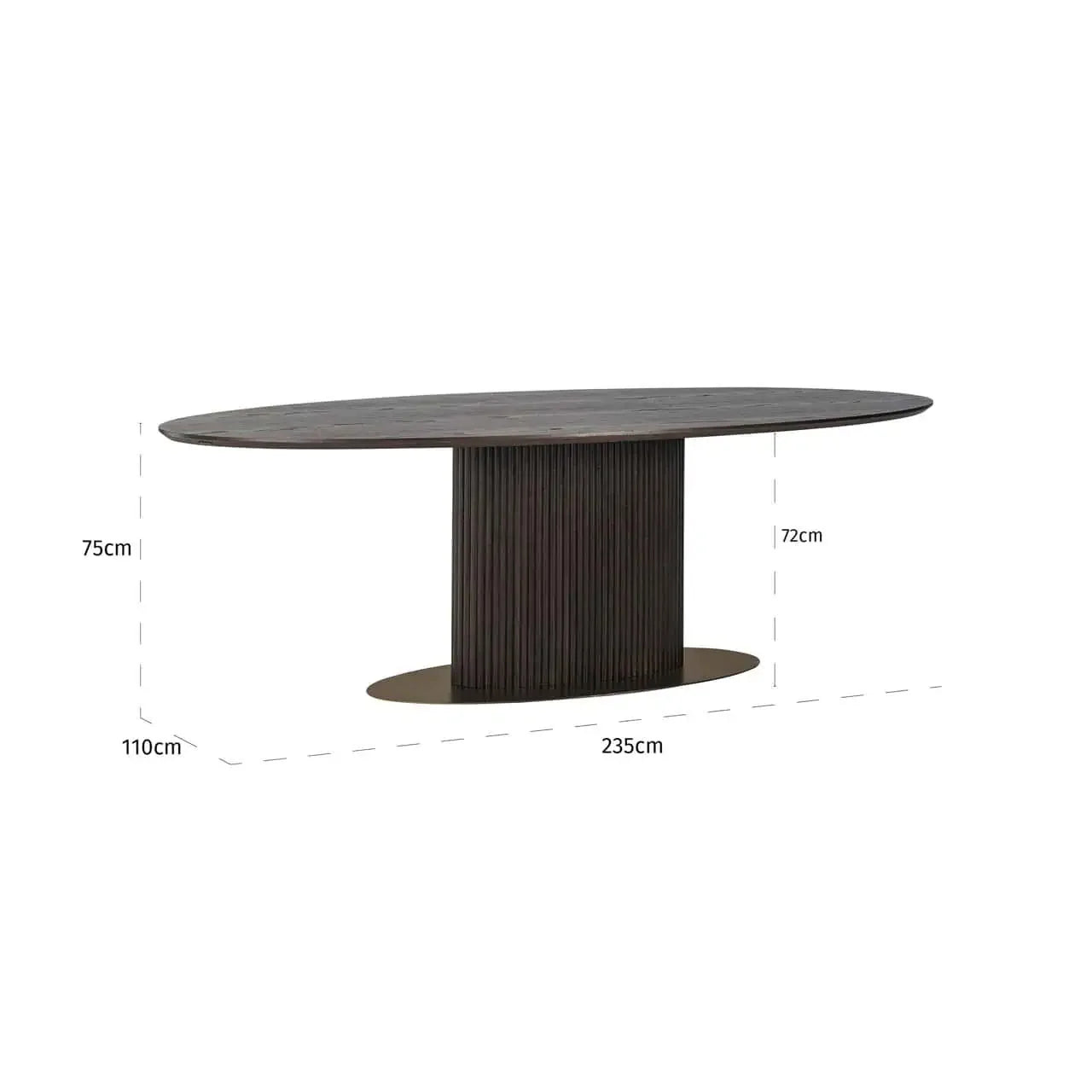 Galds Luxor brown oval Richmond Interiors 75/235/110 cm tumši brūns - N1 Home