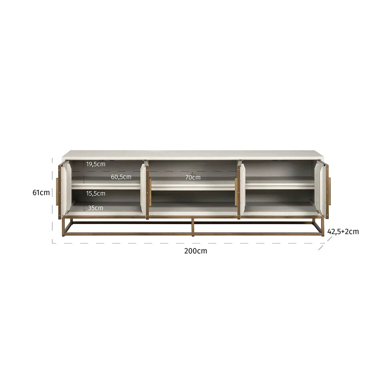 TV skapītis Whitebone misiņš 4 durvis 200 Richmond Interiors Verona pelēks - N1 Home