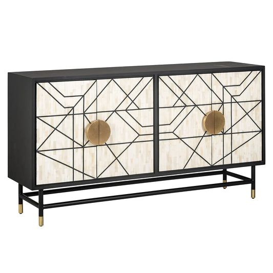 Kumode Novas 4-durvju Richmond Interiors 80/150/40 cm melns/balts - N1 Home