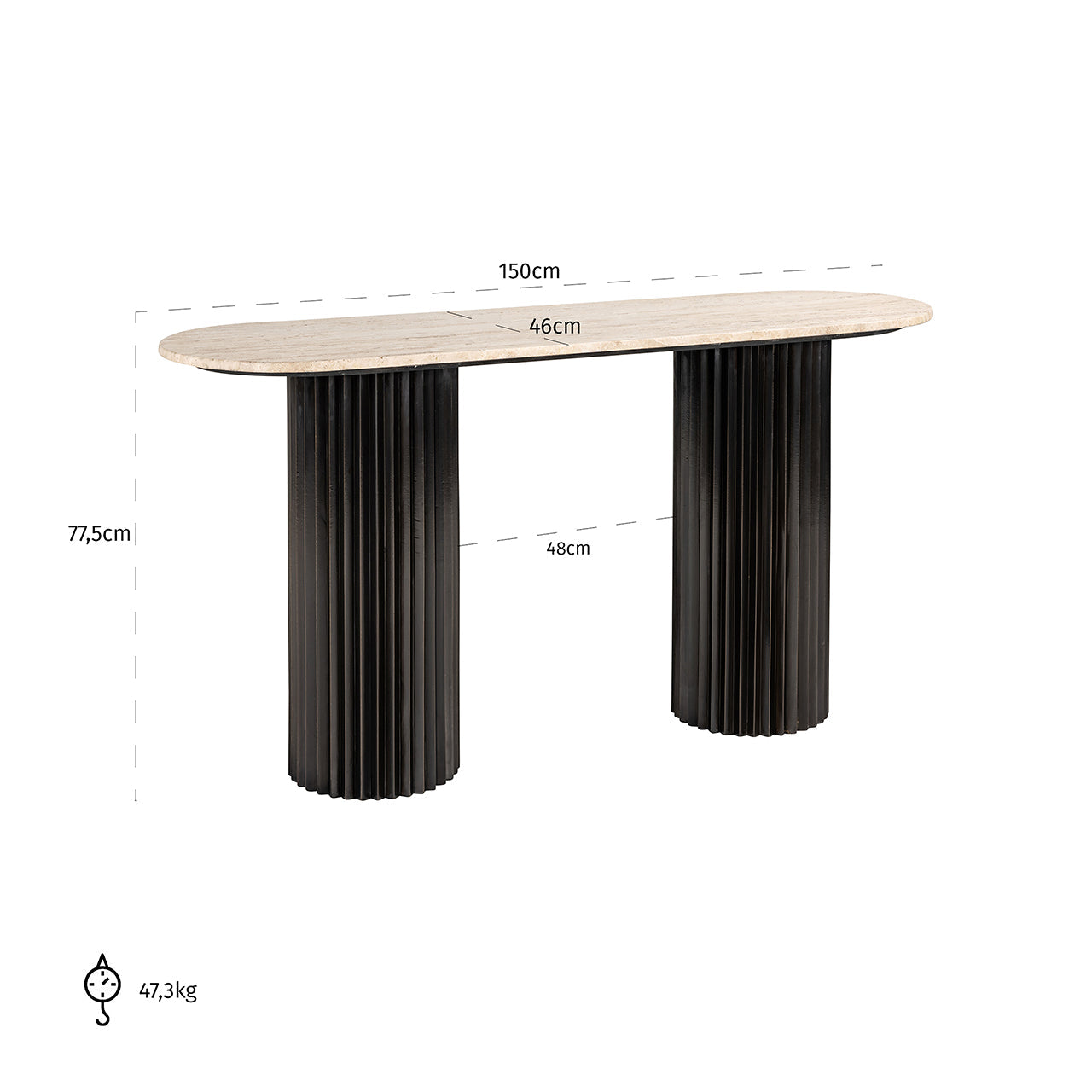 Konsole Hampton  Richmond Interiors 77/150/46 cm tumši brūns - N1 Home